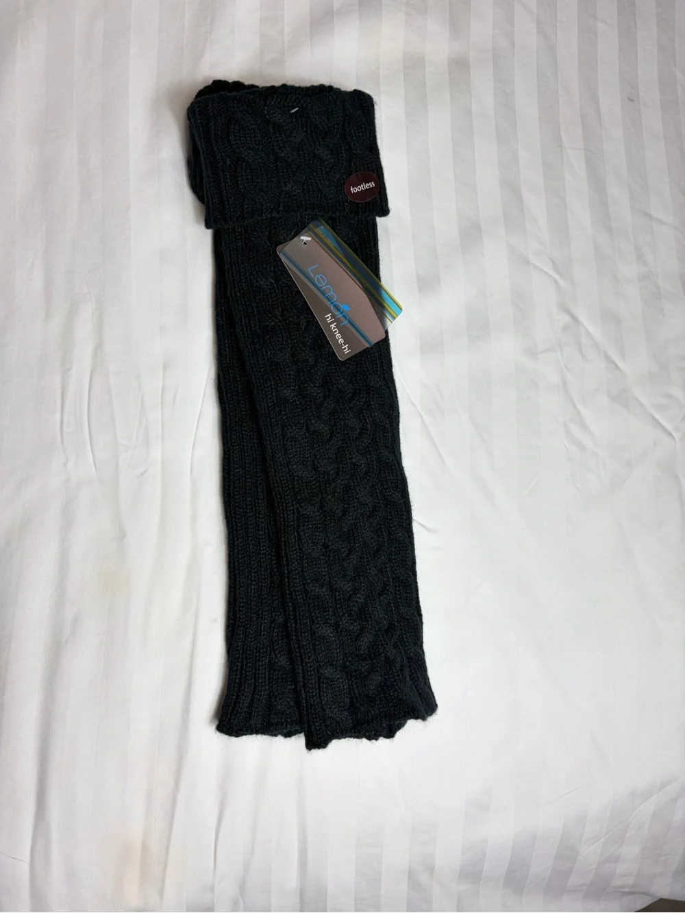 NWT Cable Knit Black knee high Leg Warmers one size
